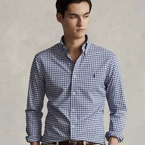 Slim Fit Plaid Poplin Shirt-M